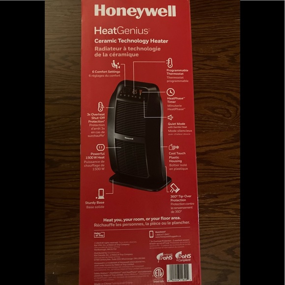 Honeywell HCE840BC HeatGenius™ Multizone Ceramic Space Heater (1500W) - Picture 4 of 5